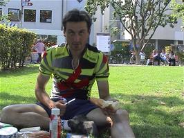 Tao also has ham for his lunch in Casino Park, Aarau